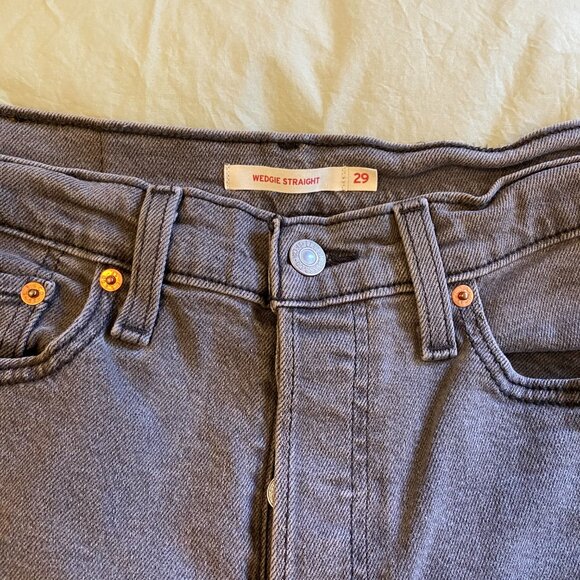 LEVI'S Premium Wedgie straight 29 ankle Icon Jeans Better Weathered Gray - Picture 2 of 2